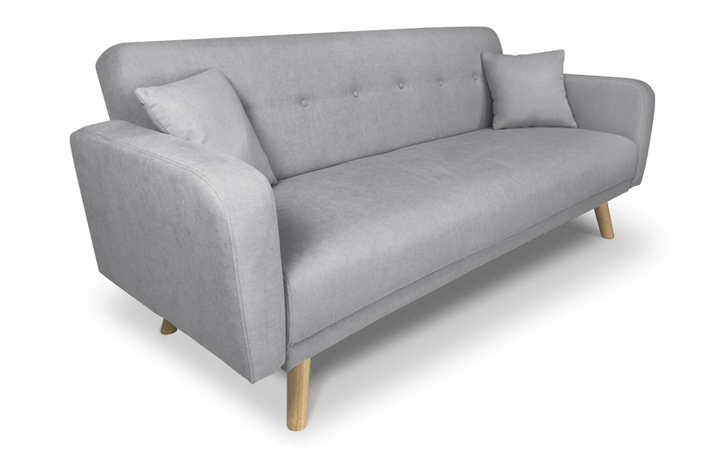 Divano letto clic clac in tessuto vellutato grigio, divano 3 posti - Henry - DL-HE01FBC