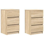 Set di 2 Comodini | Armadio da Notte | Mobiletto da notte con 3 Cassetti Rovere Sonoma 39x35x65 cm