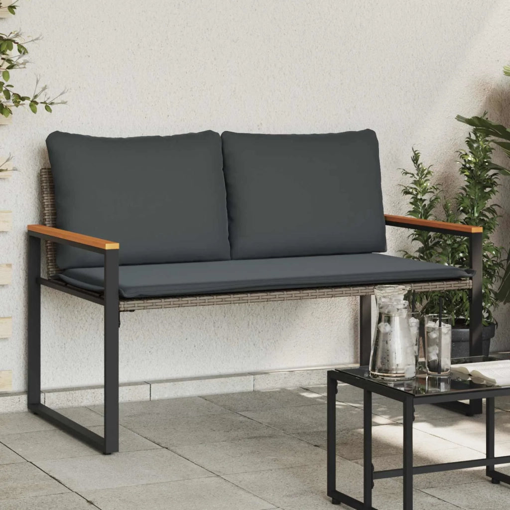 panchina Grigio e Grigio Scuro 115 x 65 x 72 cm Rattan 42026942