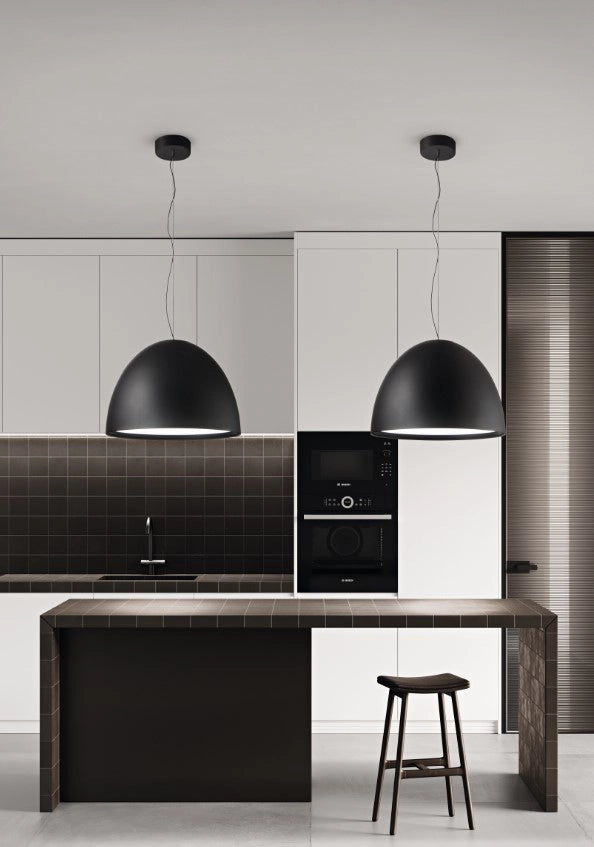 SOSPENSIONE CUPOLA 1 LUCE A LED 50W 3000K 4691LM D.60 NERO IN ALLUMINIO VERNICIATO