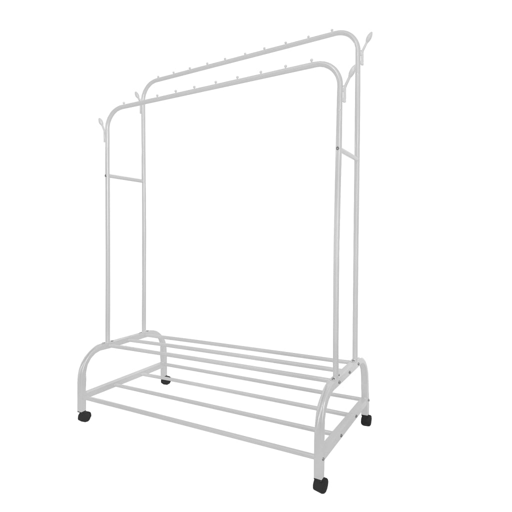 Appendiabiti Donkey Premium Maxi Giro a 2 stand Nyana Home 162x110x57 cm, 2 barre appendiabiti, 4 ganci laterali, 2 ripiani inferiori Bianco.