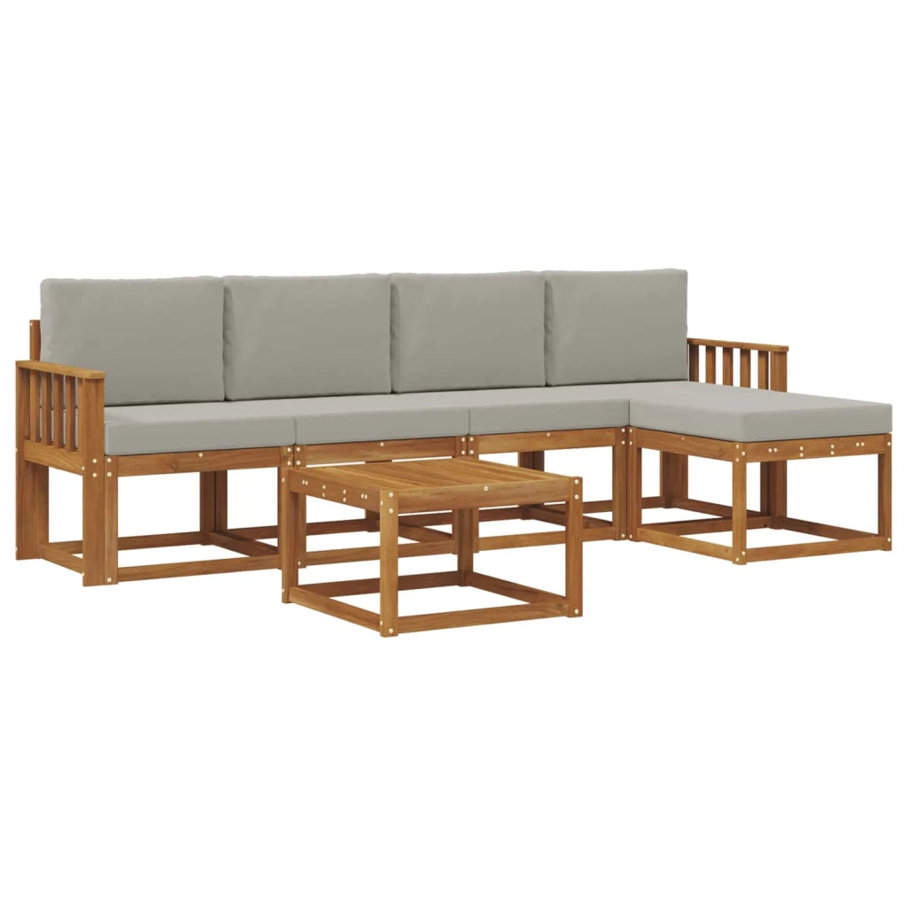 Set di divani da esterno 6 pcs Grigio Naturale e Chiaro