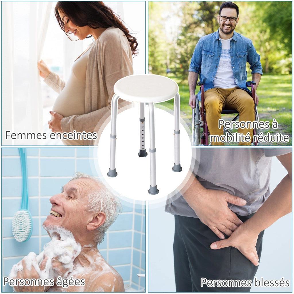 Sgabello da Doccia regolabile in Altezza ¨C Zephmum ¨C Bianco HDPE Antiscivolo