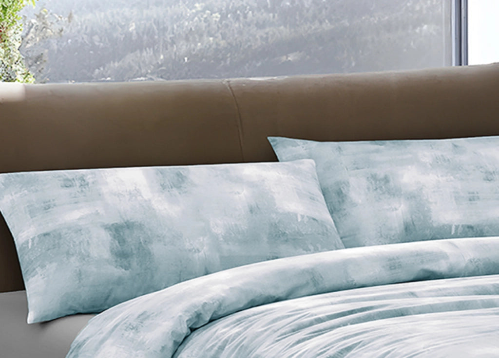 Copripiumino Sacco Piumone 100% Cotone Made In Italy Disegno Nebula - Singolo - Azzurro