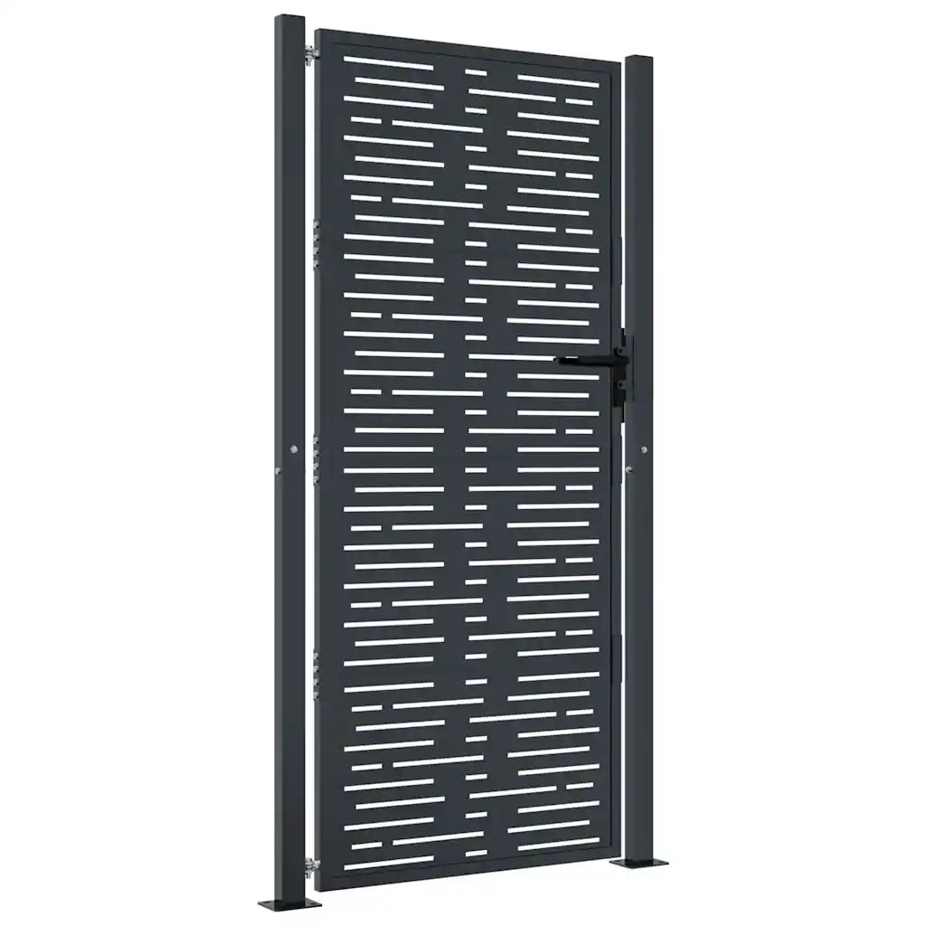 Cancello Giardino Antracite 105x205 cm Acciaio Design Quadrato
