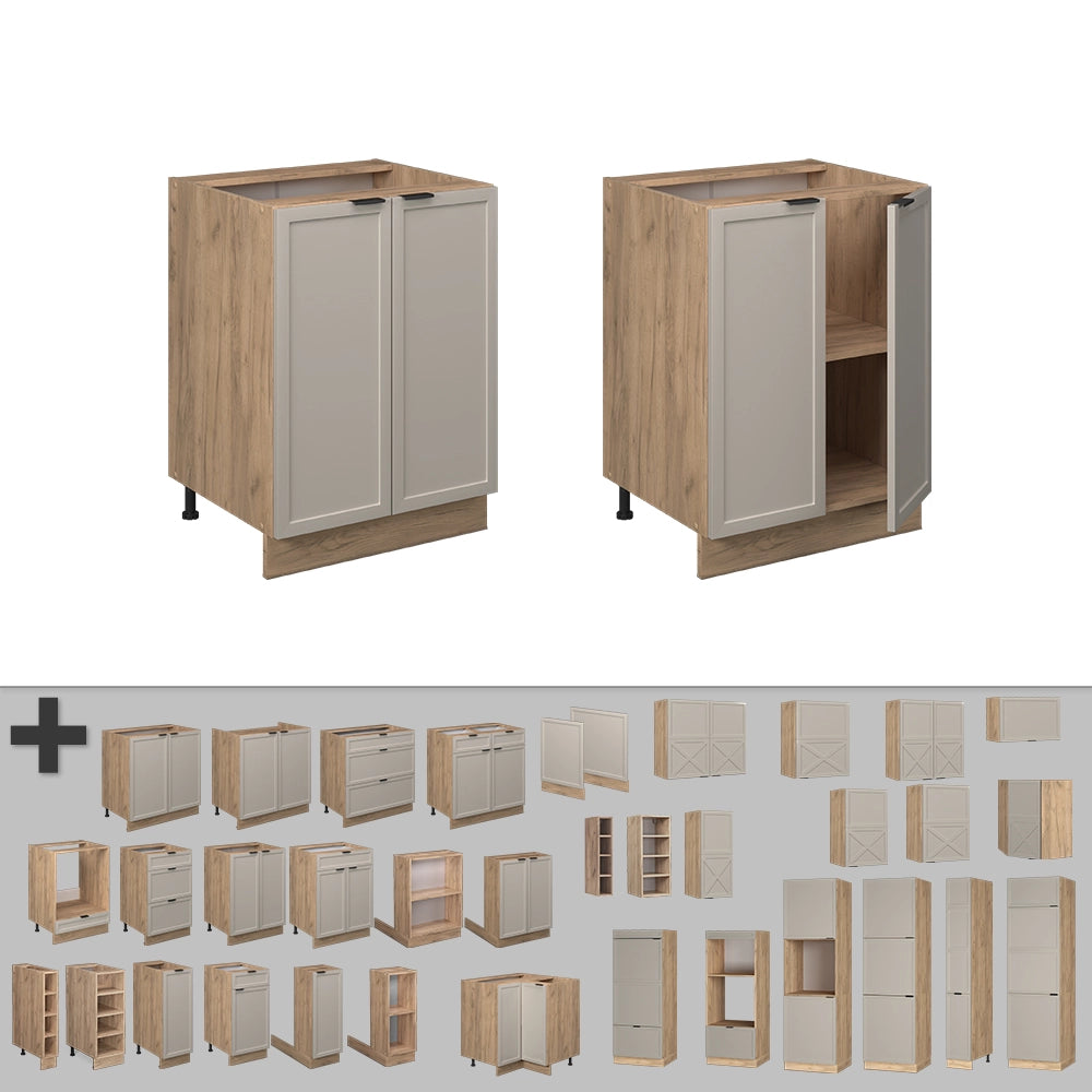 Vicco Base per cucina GrigioBeige 60 cm senza piano di lavoro
