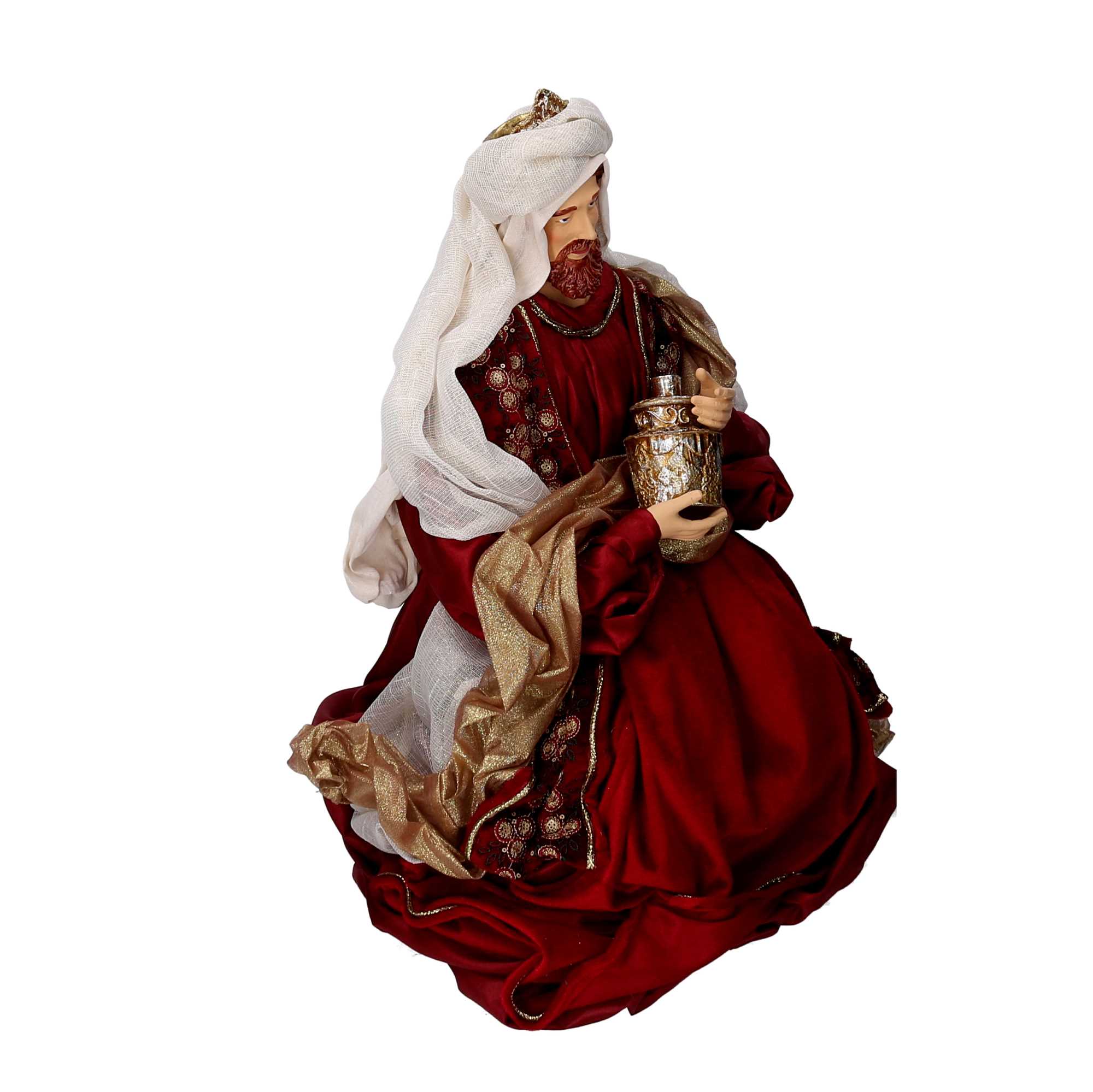 Natività tessuto bordeaux con re magi cm xh81