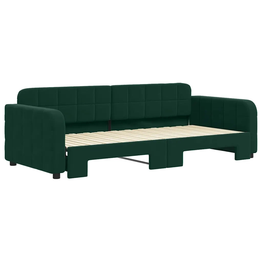 Divano letto | Sof¨¤ letto | Letto singolo Estraibile Verde Scuro 90x200cm Velluto