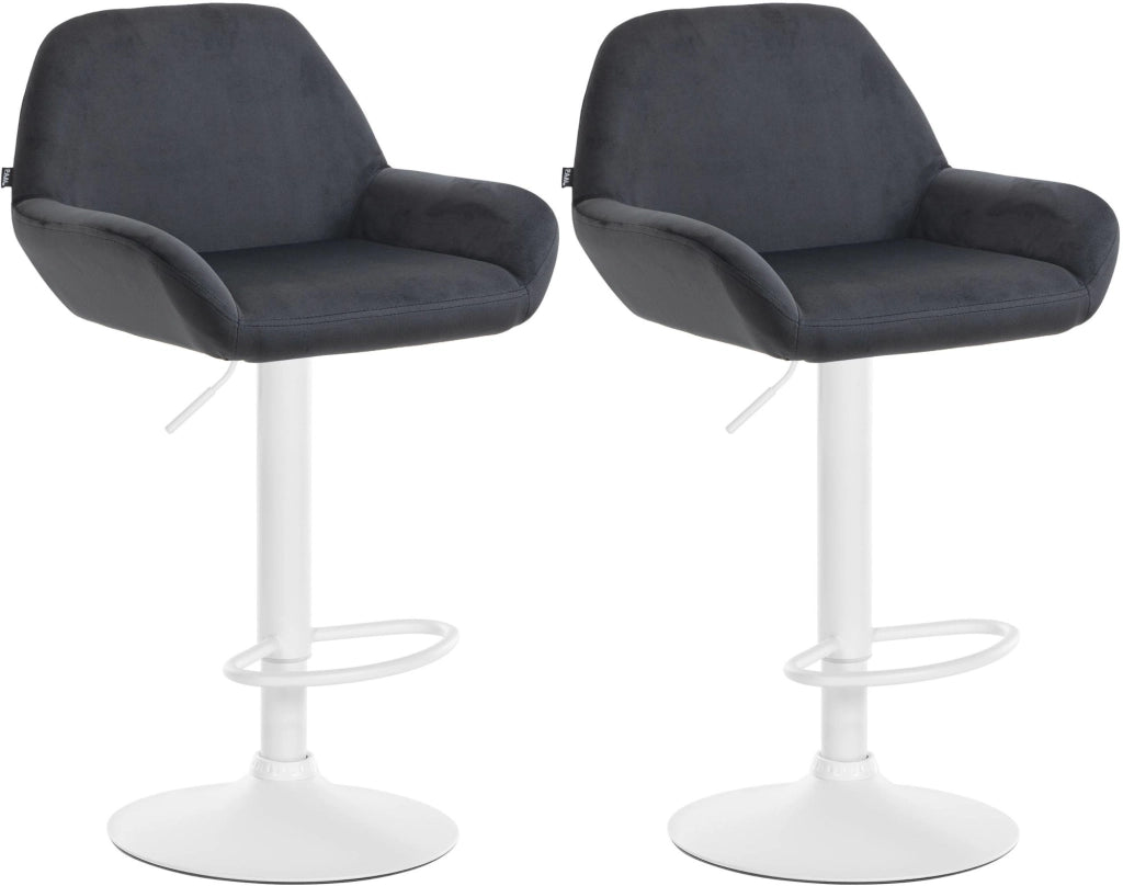 Set di 2 sgabelli da bar Braga velluto bianco 7