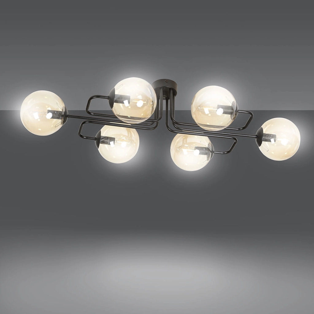 Lampadario Emibig Brendi metallo 6xE14 nero/miele dimmerabile