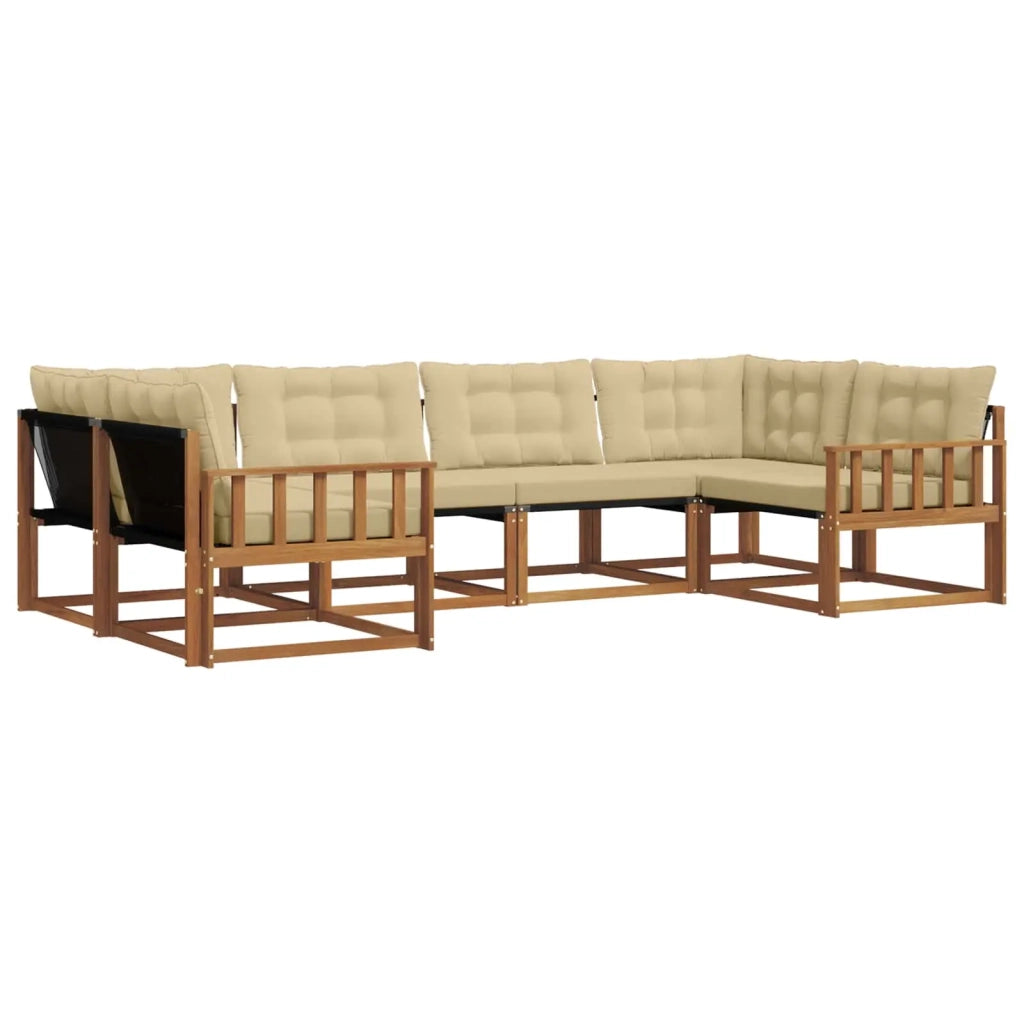 Set di divani da esterno con cuscino 6 pcs Naturale e Beige