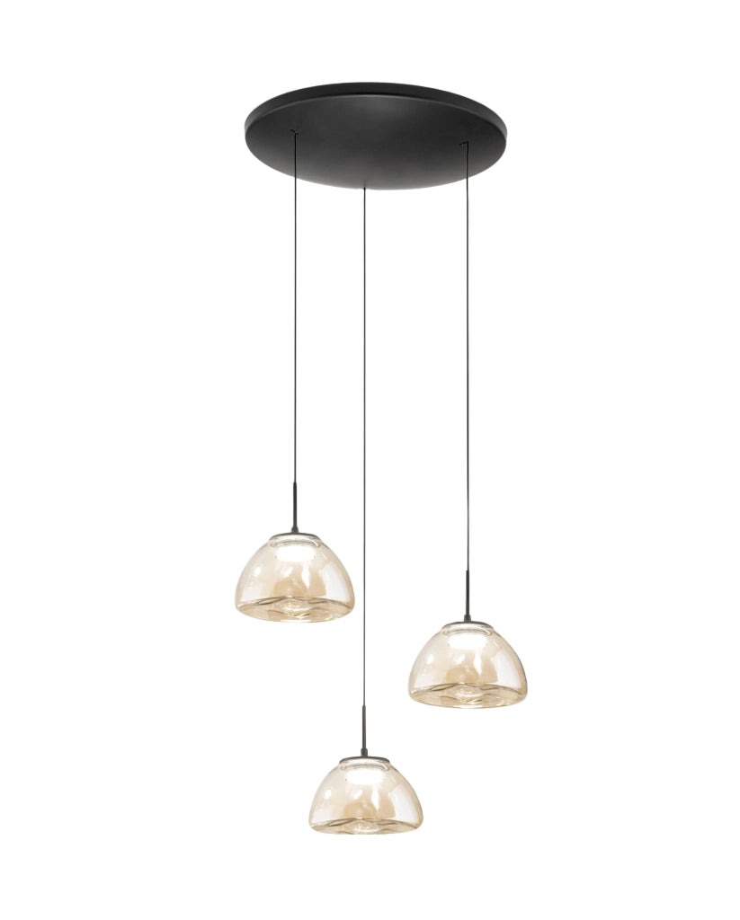 Lampada a Sospensione Lucille Ø350mm Cognac, LED 21W CCT 2700K/3000K/4000K, Dimmerabile, Struttura in Metallo e Vetro Borosilicato - Lucille