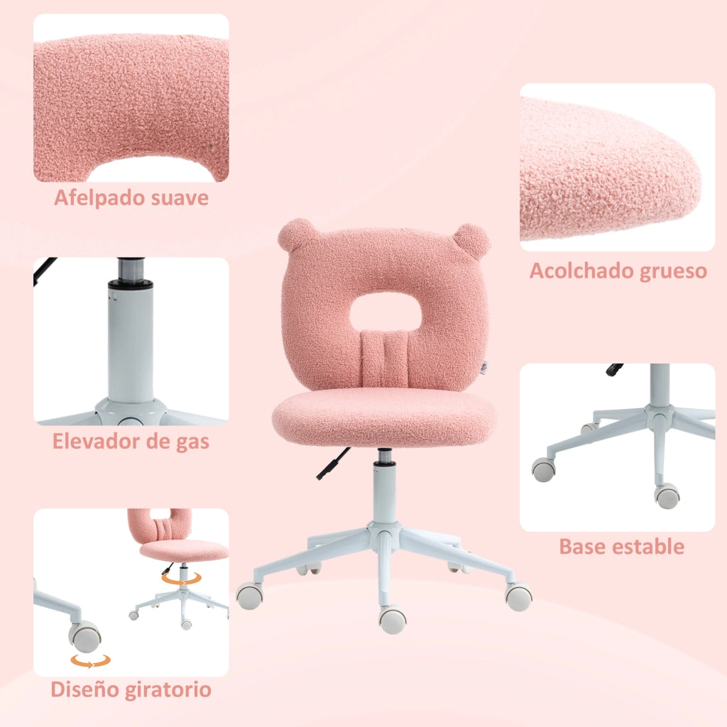 Sedia per bambini con schienale a forma di orso e seduta regolabile in altezza ¨C zephmum ¨C rosa