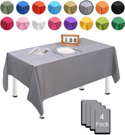 Set da tovaglie da tavolo per esterni, 4 pezzi, 137cm x 274cm, rettangolari, argentati, impermeabili e resistenti alle macchie, ideali per feste di compleanno, matrimoni, Natale, feste per bambini, cucine, giardini e feste.