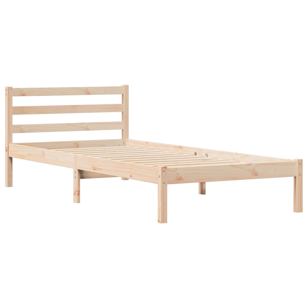 Struttura letto  con testiera 80x220 cm in legno massello di pino