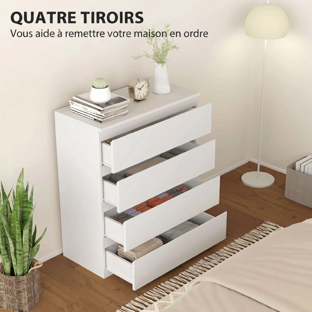 Cassettiera 4 Cassetti Legno Bianco Camera ¨C Minimal ¨C 80x39x95