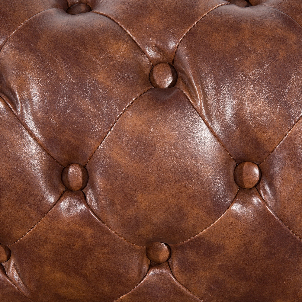 Divano Chesterfield Marrone Ecopelle Gambe Nere 3 Posti in stile moderno