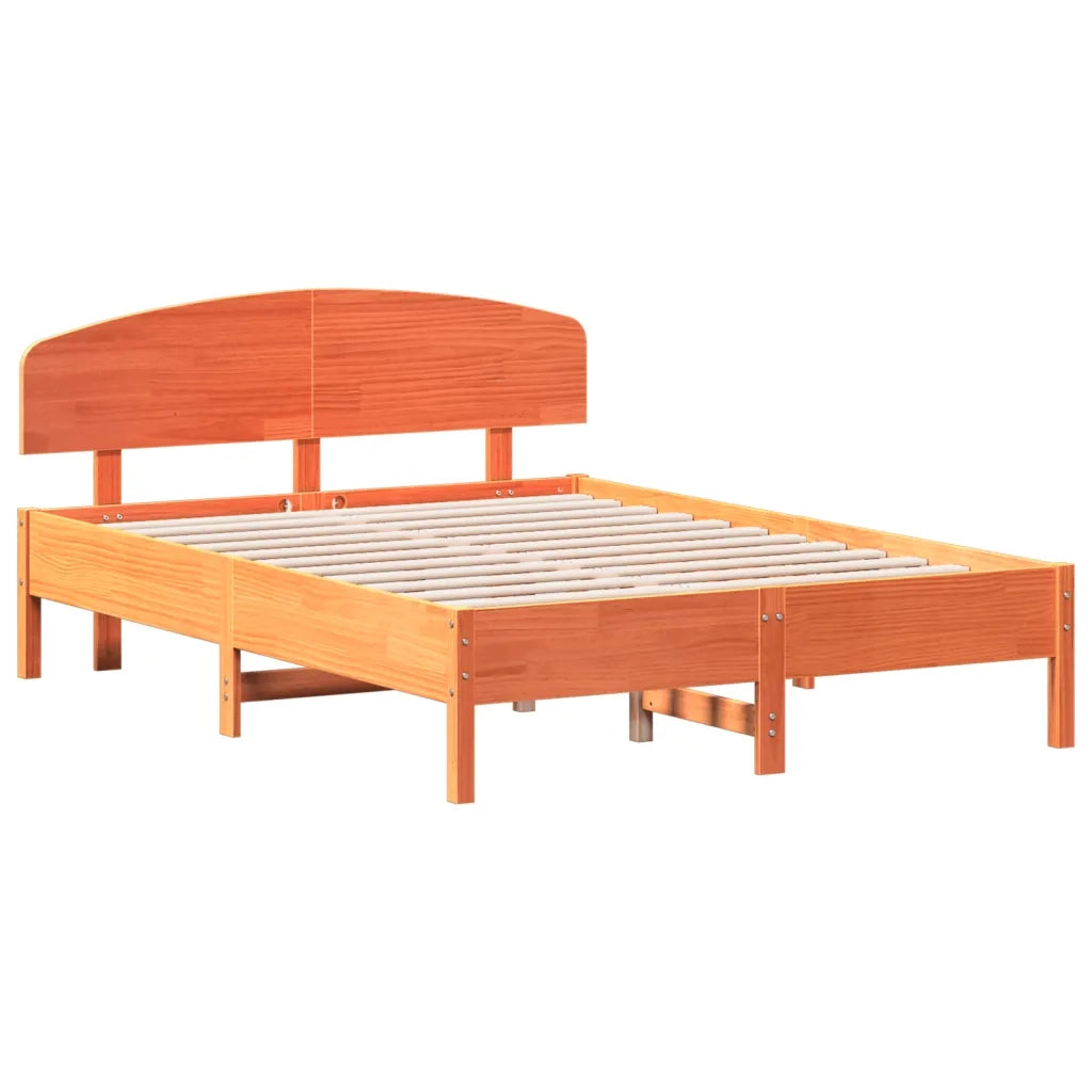 Letto senza Materasso Marrone Cera 135x190 cm in Legno di Pino