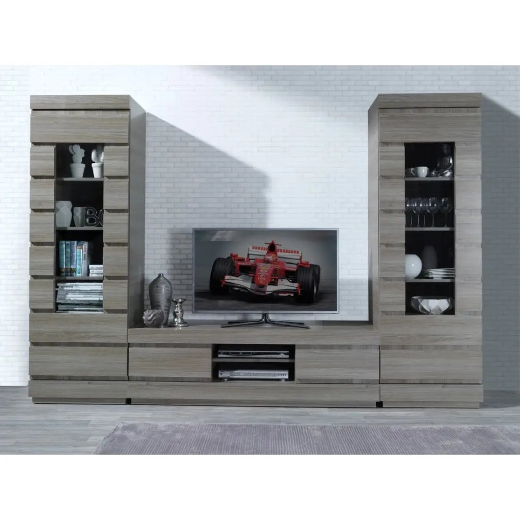 Vetrina DUCAL - 1 Porta - Colore Effetto Legno Grigio - 60 x 50 x 185 cm