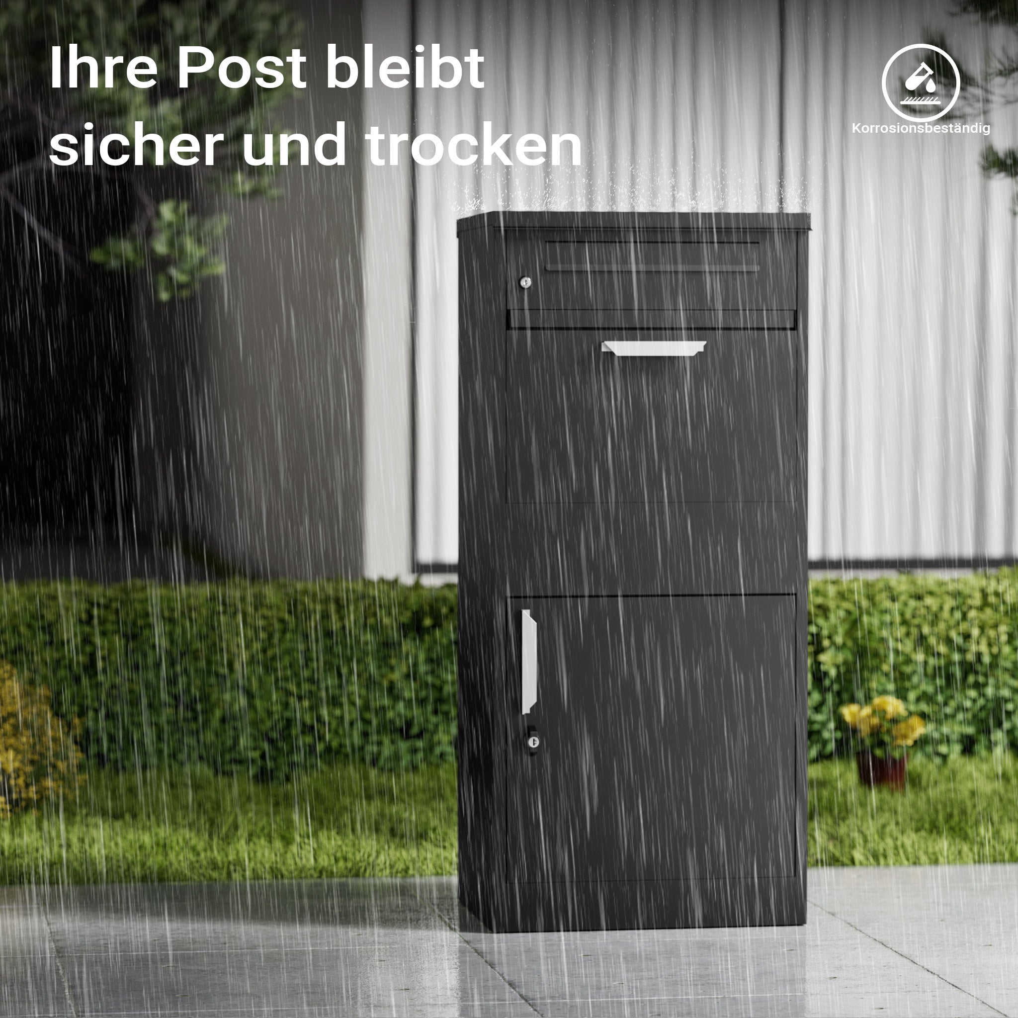 Cassetta postale per pacchi nera 500 x 370 x 1120 mm Portapacchi con serratura