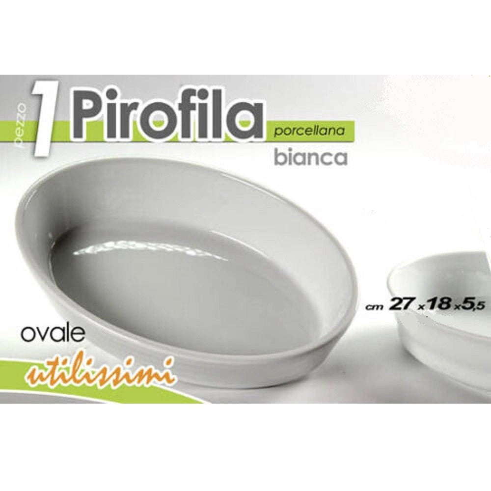 Trade Shop - Pirofila Ovale Bianca Teglia Forno Lasagnera 27x18,5x5,5cm In Porcellana 646744 -