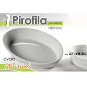 Trade Shop - Pirofila Ovale Bianca Teglia Forno Lasagnera 27x18,5x5,5cm In Porcellana 646744 -