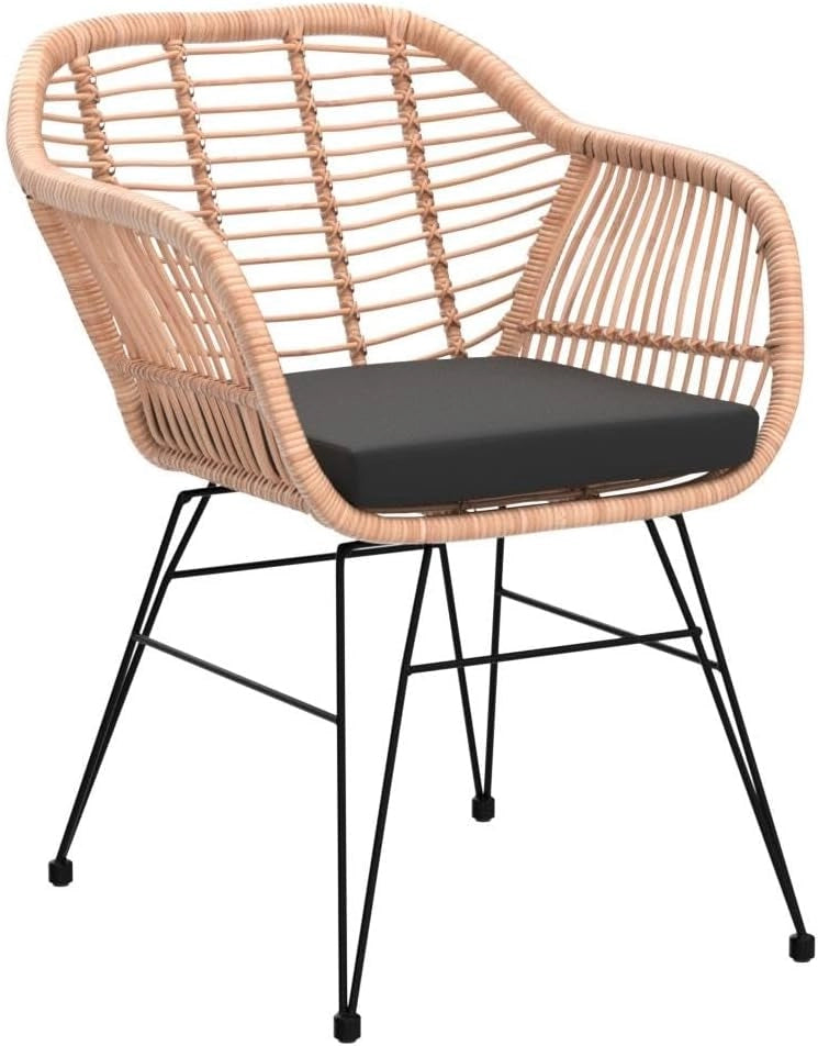 Set 2pz Poltrone Bali Effetto Vimini Sedie da Giardino con Cuscino e Braccioli Mobili da Esterno