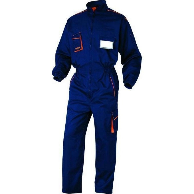 Deltaplus 3295249151904 PANOSTYLE Tuta da Lavoro in Poliestere 65% e Cotone 35% 235 g-m² con Chiusura Lampo Singola Elastico in Vita e ai Polsi 7 Tasche colore Arancione e Blu Navy