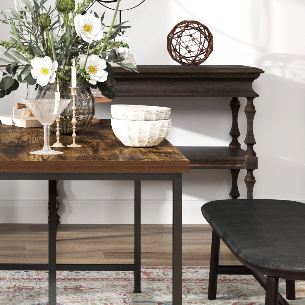 Tavolo da Pranzo Stile Industriale per 6 Persone 150x80x75 cm in Legno e Acciaio