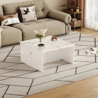 Set di tavolini fai-da-te con piano in finitura lucida, combinazione libera, 81x81x40 cm, Bianco