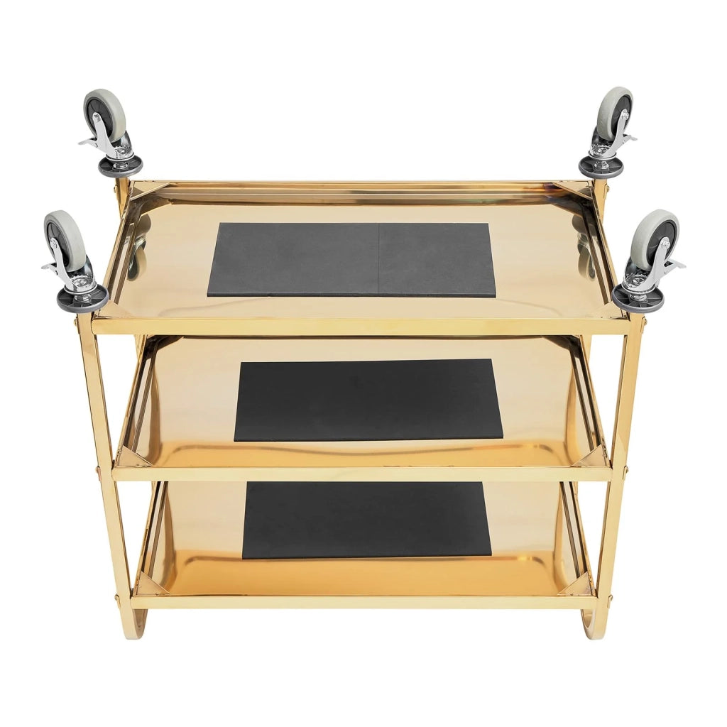 Carrello di servizio in acciaio inox con ruote per servire i piatti in cucine ristoranti mense e catering (240 kg max. 3 vassoi da 89,5 x 49,5 cm distanziati di 270 mm) 14_0005028