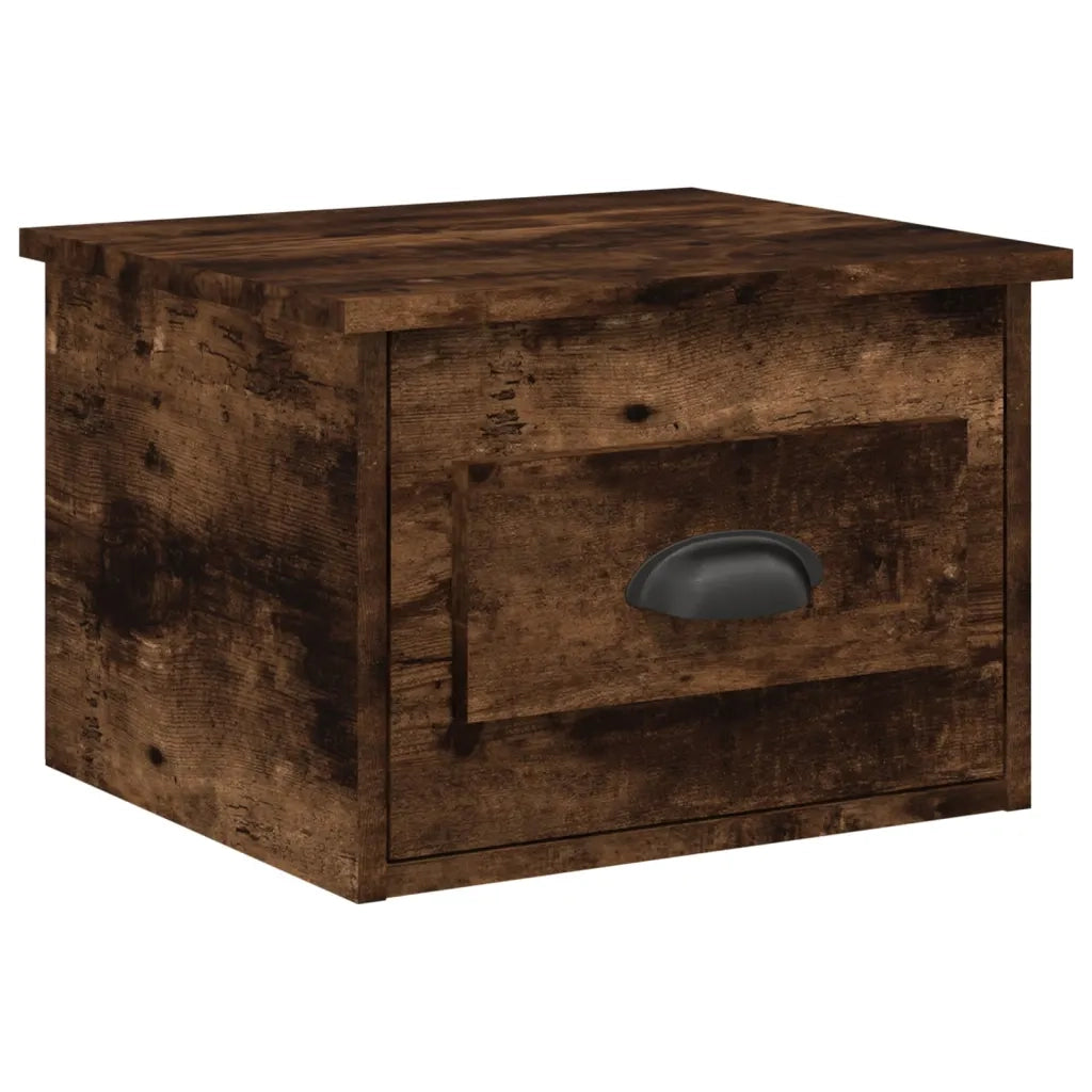 Set di 2 Comodini | Armadio da Notte | Mobiletto da notte a Parete Rovere Fumo 41,5x36x28 cm