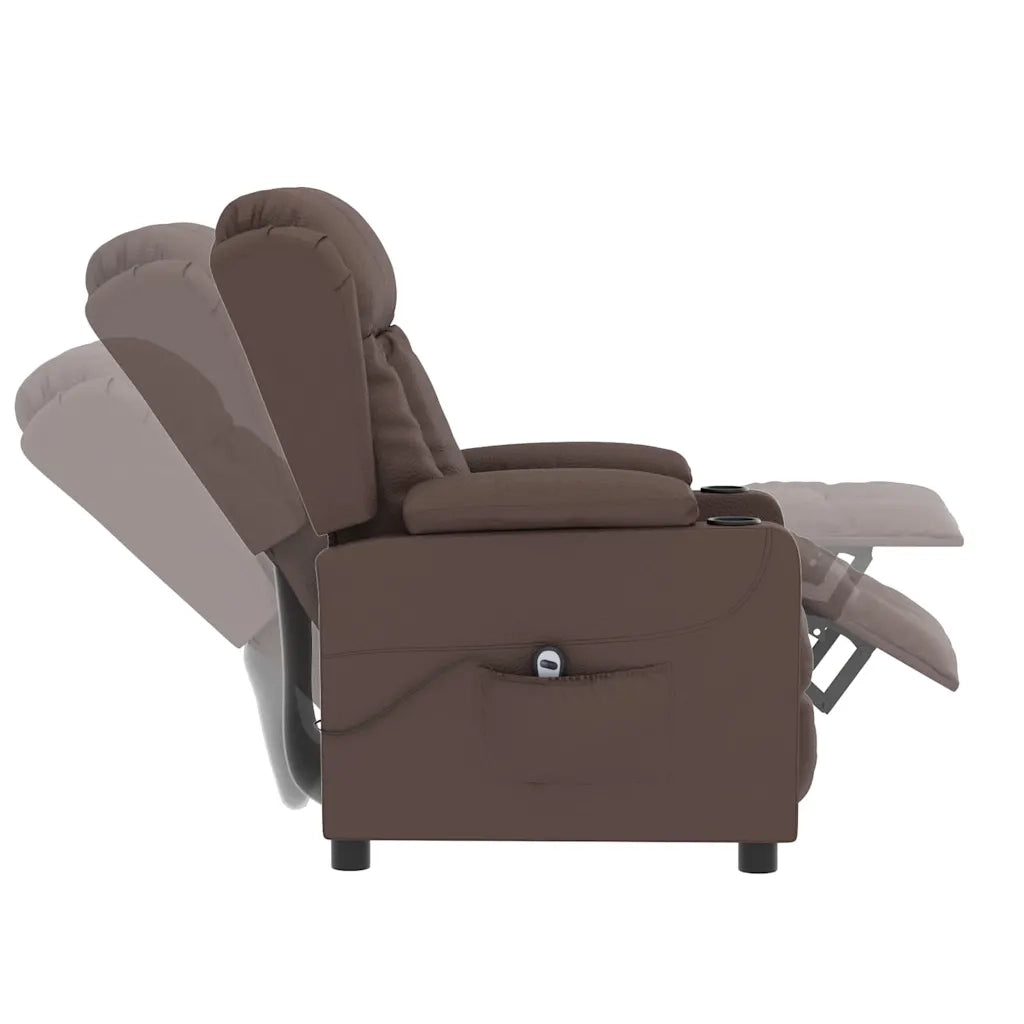 Divano Sedia-Poltrona Reclinabile Elettrica Marrone in Similpelle 315449