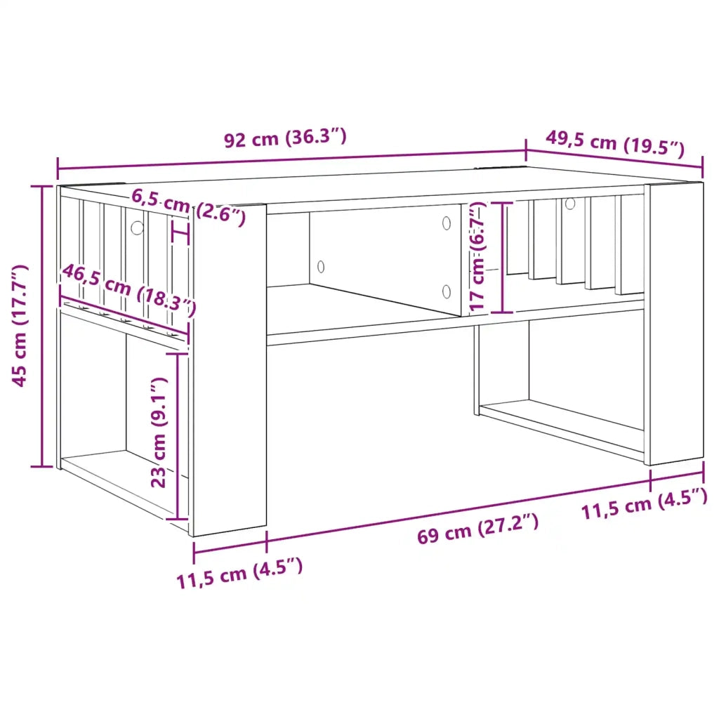 Tavolino da salotto Rovere Sonoma 92 x 49,5 x 45 cm 8000110