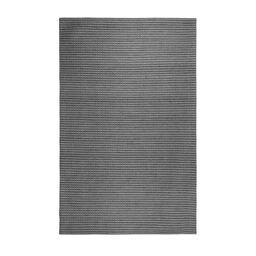 Tappeto Grigio Scuro Lana e Poliestere 140 x 200 cm Trapuntato a Mano Design Classico