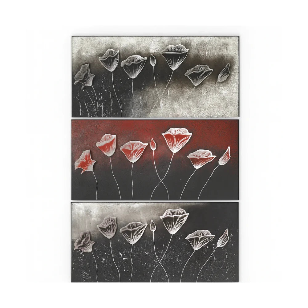 Olio su tela da parete poppy 70x140 cm design moderno | Duzzle