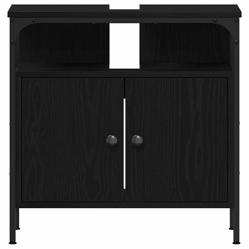 Set di mobili per il bagno 3 pcs Rovere Nero Legno multistrato 3334372
