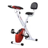 Cyclette Pieghevole da Fitness in Acciaio, Cyclette Magnetica Pieghevole da Casa con Altezza Regolabile, Resistenza Magnetica a 8 Livelli, Schermo LCD, 43x97x109cm, Rosso