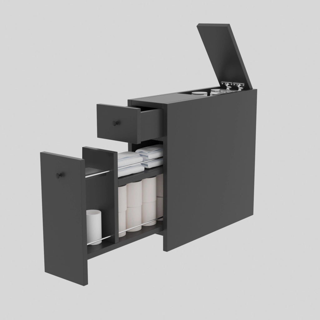 Mobile bagno in legno "Calencia" - 60 x 19 x 55 cm - Grigio antracite
