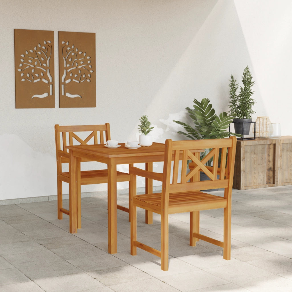 Set da pranzo giardino  in legno massello di acacia da 3 pezzi