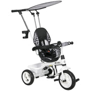Triciclo per Bambini con Cestino e Ombrellino ¨C zephmum ¨C 105x47x98 cm Bianco e Nero