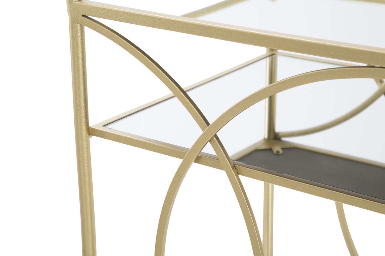 Carrello Infinity 80x40x80 cm in Ferro MDF e Specchio Oro