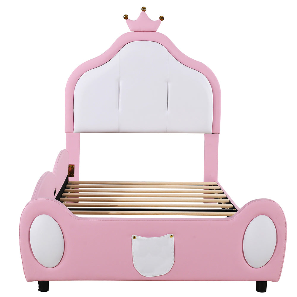 Lit bambino 90x200 cm - Xylo - Design patchwork bicolore similpelle rosa
