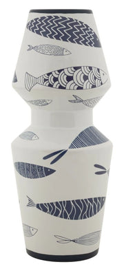 Vaso Ceramica Fish Double Ø14x34 cm in Ceramica Multicolor