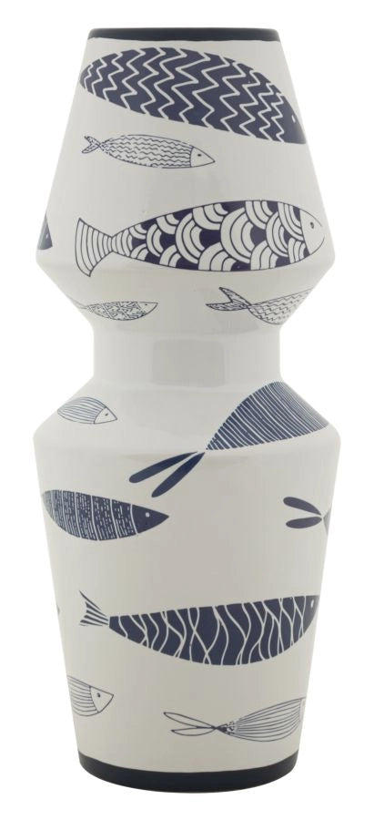 Vaso Ceramica Fish Double Ø14x34 cm in Ceramica Multicolor