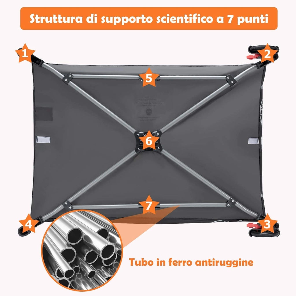 Lettino da Viaggio per Neonati, Culla con Materassino per Bambini, Box Portatile Pieghevole, con Zanzariera, Fasciatoio, Ruote, Culla Pieghevole in Tessuto Oxford, per Bambini 0-36 Mesi