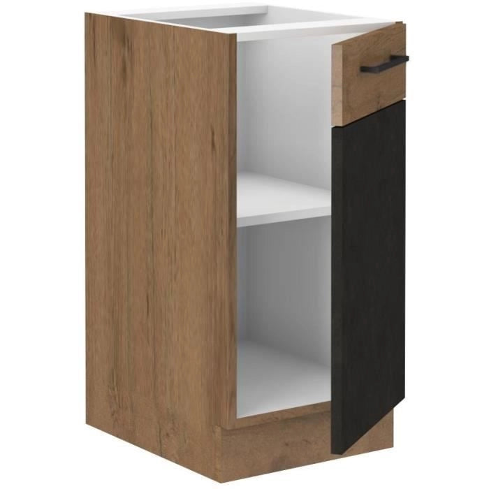 Base ROCK - Melaminico decoro rovere lancillotto e grigio matera - 1 anta - L40 x H82 cm