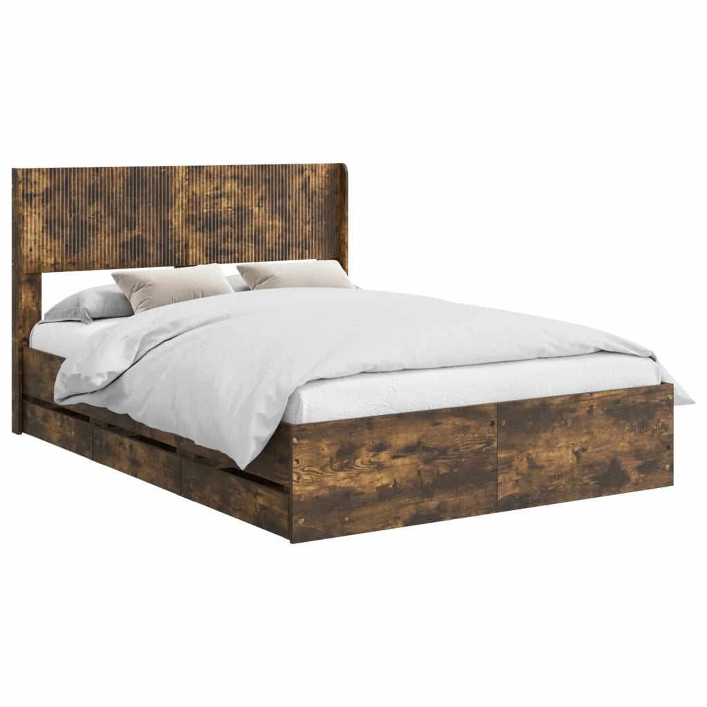 Struttura del letto con stoccaggio e testata Rovere Fumo 3414297
