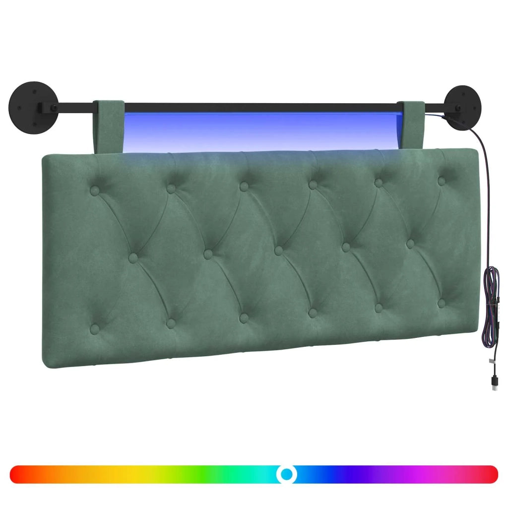 Testiera sospesa Con luce LED Verde Mare Velluto