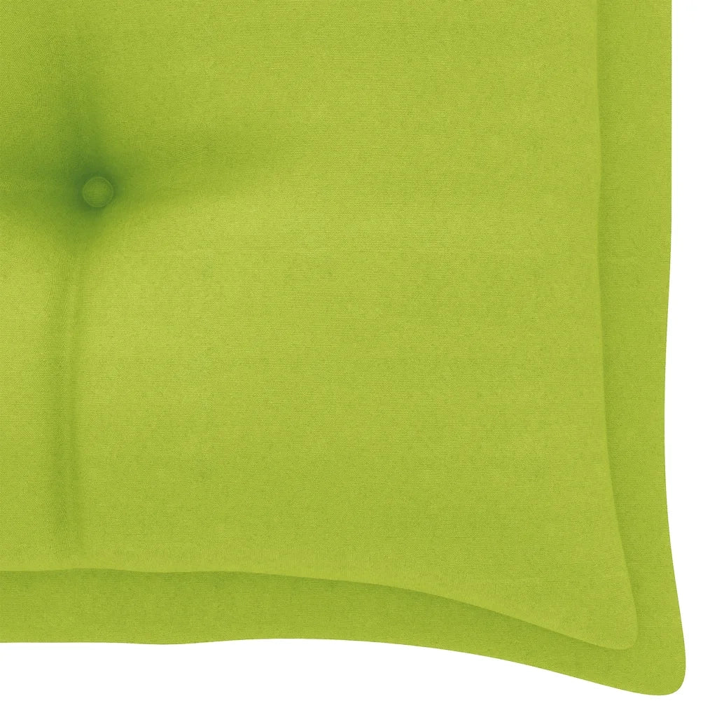 Panca da Giardino con Cuscino Verde Brillante 112 cm Legno Teak
